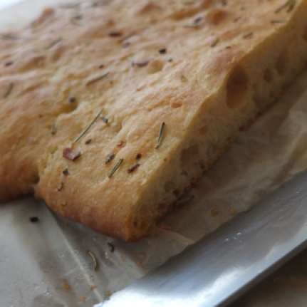 Spelt focaccia with rosemary and red chilli pepper flakes