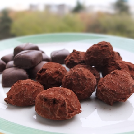 Dark chocolates - truffles and almond paste chocolates