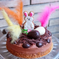 moist Easter chocolate and vanilla sponge cake