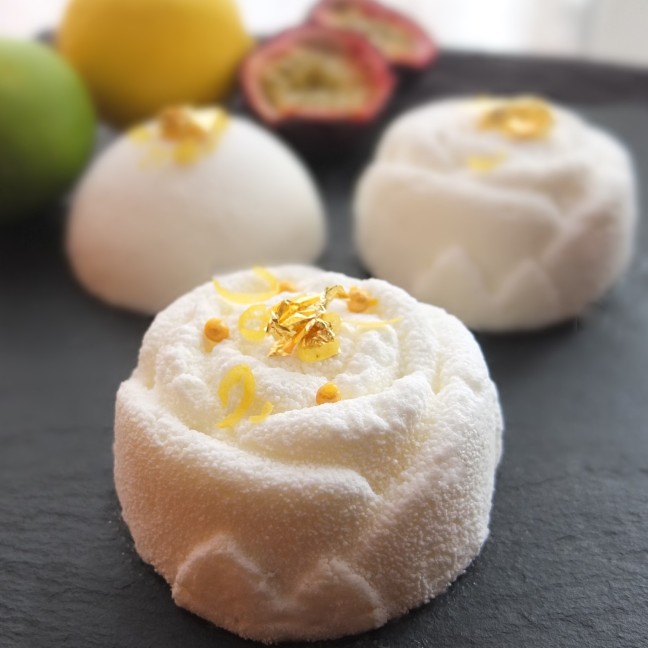Citrus passion: lemon-lime passionfruit mousse cakes