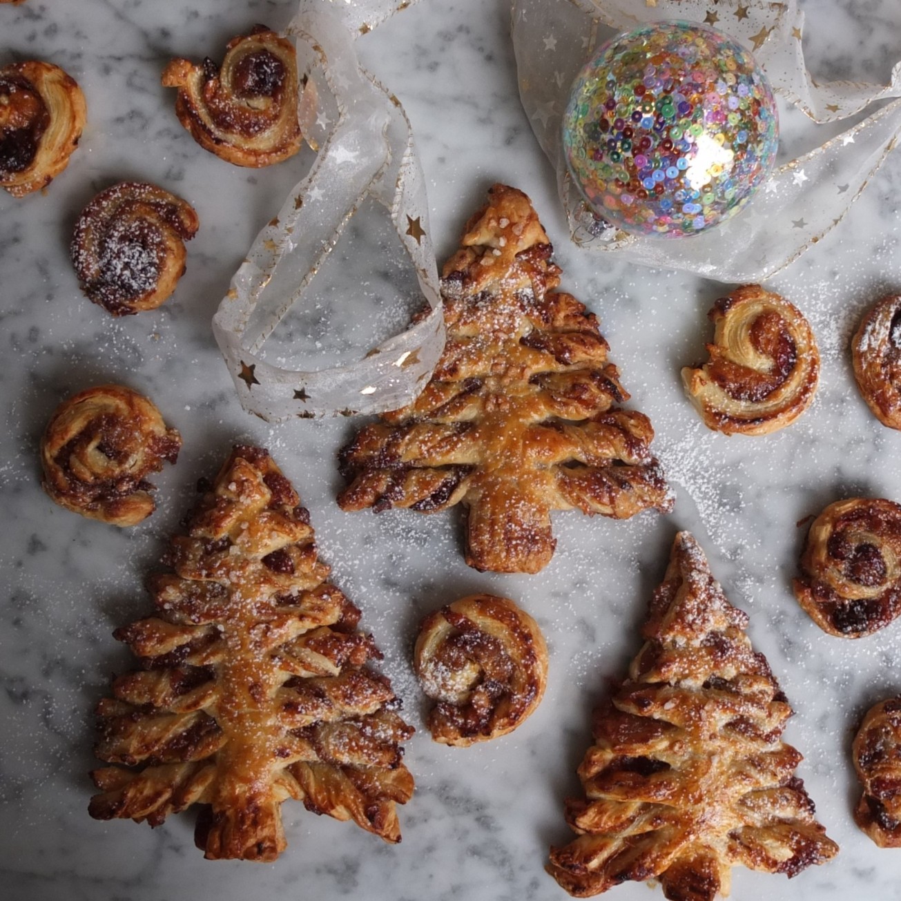Mincemeat and mandarin puff pastry Christmas trees