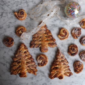 Mincemeat and mandarin puff pastry Christmas trees