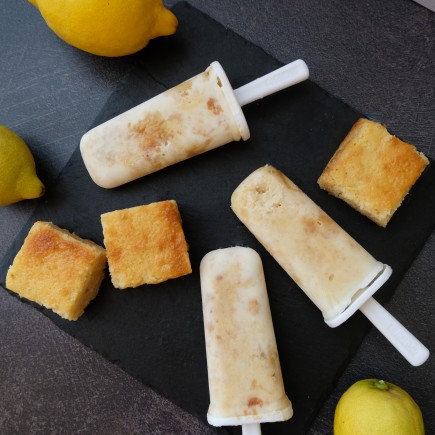 creamy lemon squares in half-healthy lime yoghurt and skyr ice lollies (popsicles)