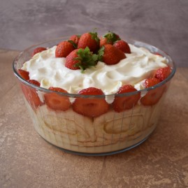 Lime-oncello strawberry trifle